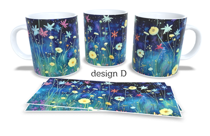 Colourfull Coffee and Tea Mug. Coffee Cup. Tea Mug. Floral design. Full colour sublimated #090