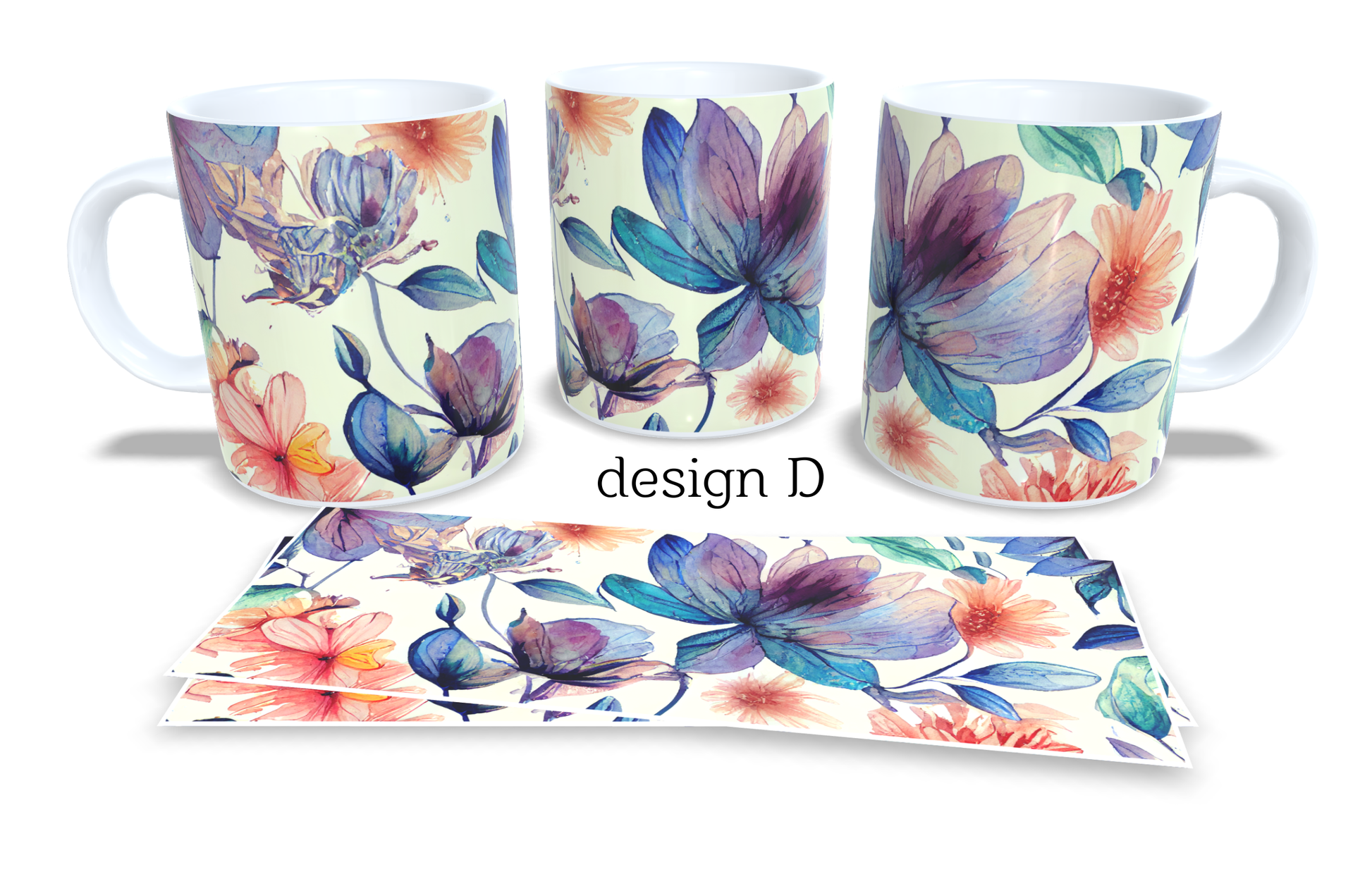 Colourfull Coffee and Tea Mug. Coffee Cup. Tea Mug. Watercolour floral design.