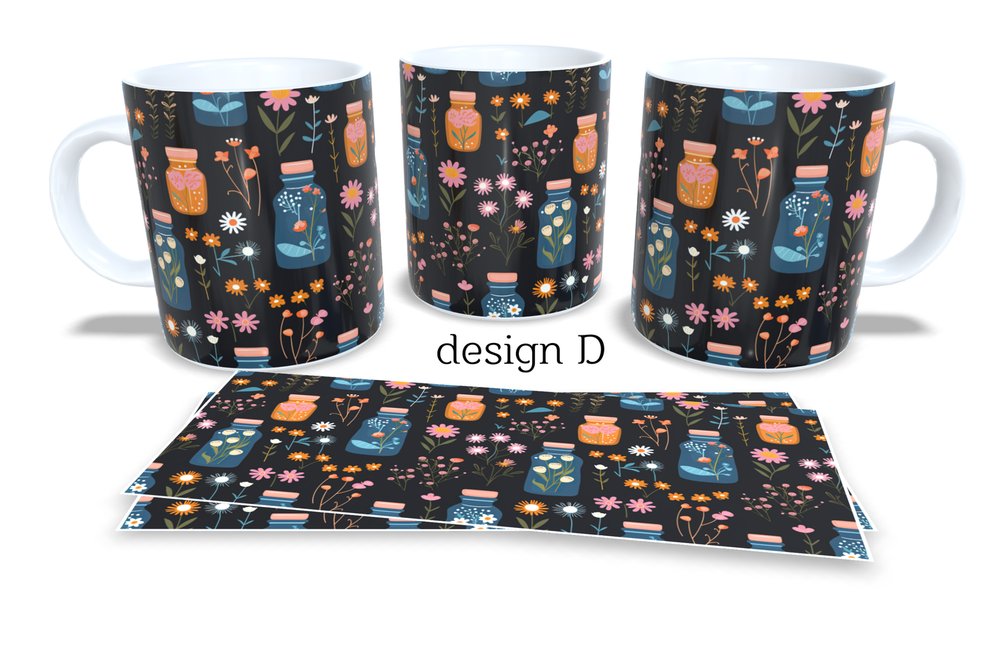 Colourfull Coffee and Tea Mug. Coffee Cup. Tea Mug. Colourfull Jars filled with flowers. Full colour sublimated #205