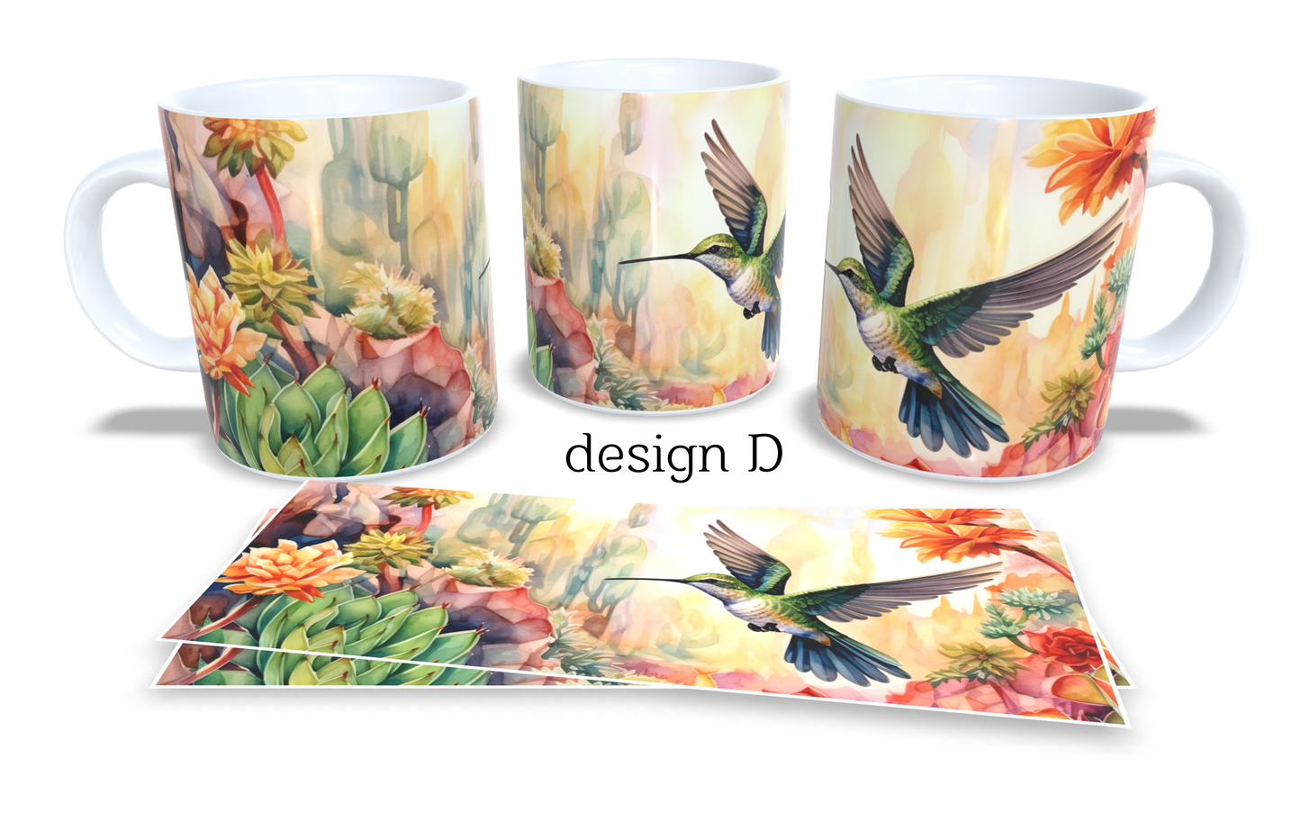 #092 Colourfull Coffee and Tea Mug. Coffee Cup. Tea Mug. Birds in floral garden. Full colour sublimated