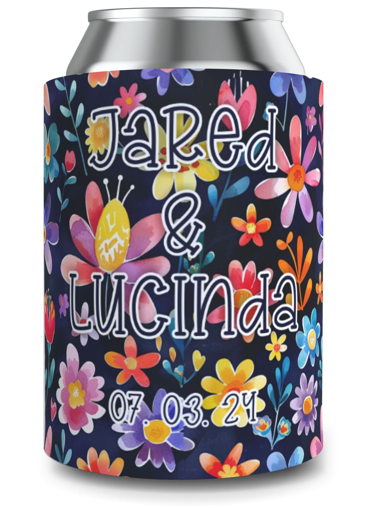 Full Colour Floral Wedding Stubby Holder / Can Cooler - Quantity of 20 - Design 4