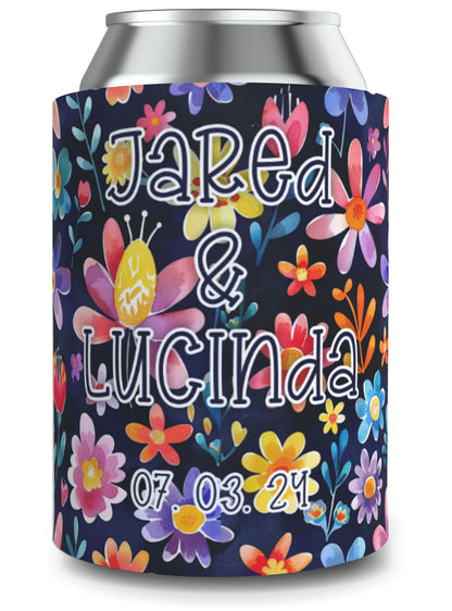 Full Colour Floral Wedding Stubby Holder / Can Cooler - Quantity of 20 - Design 4