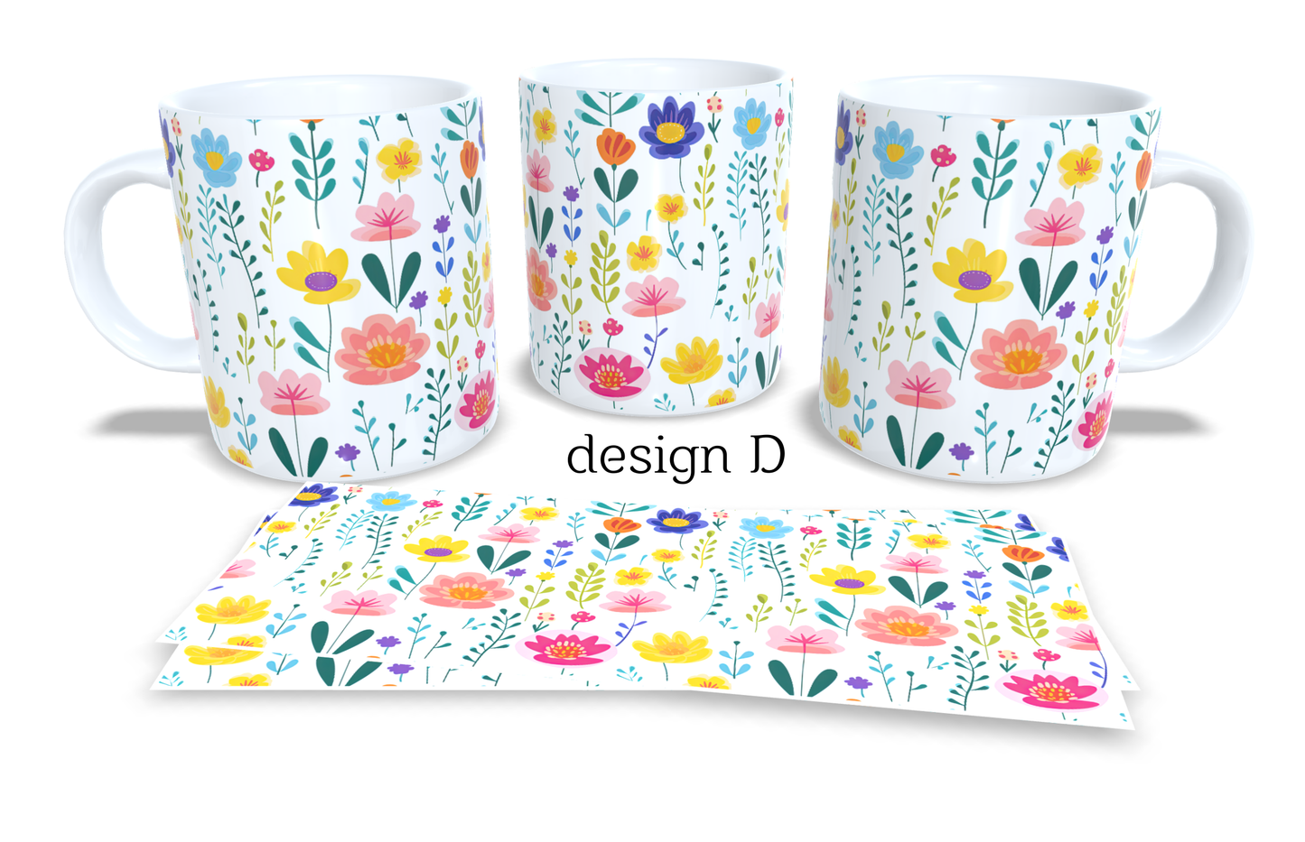 #245 Colourfull Coffee and Tea Mug. Coffee Cup. Tea Mug. Abstract floral design. Full colour sublimated