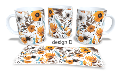 Colourfull Coffee and Tea Mug. Coffee Cup. Tea Mug. Boho floral design. Full colour sublimated #261