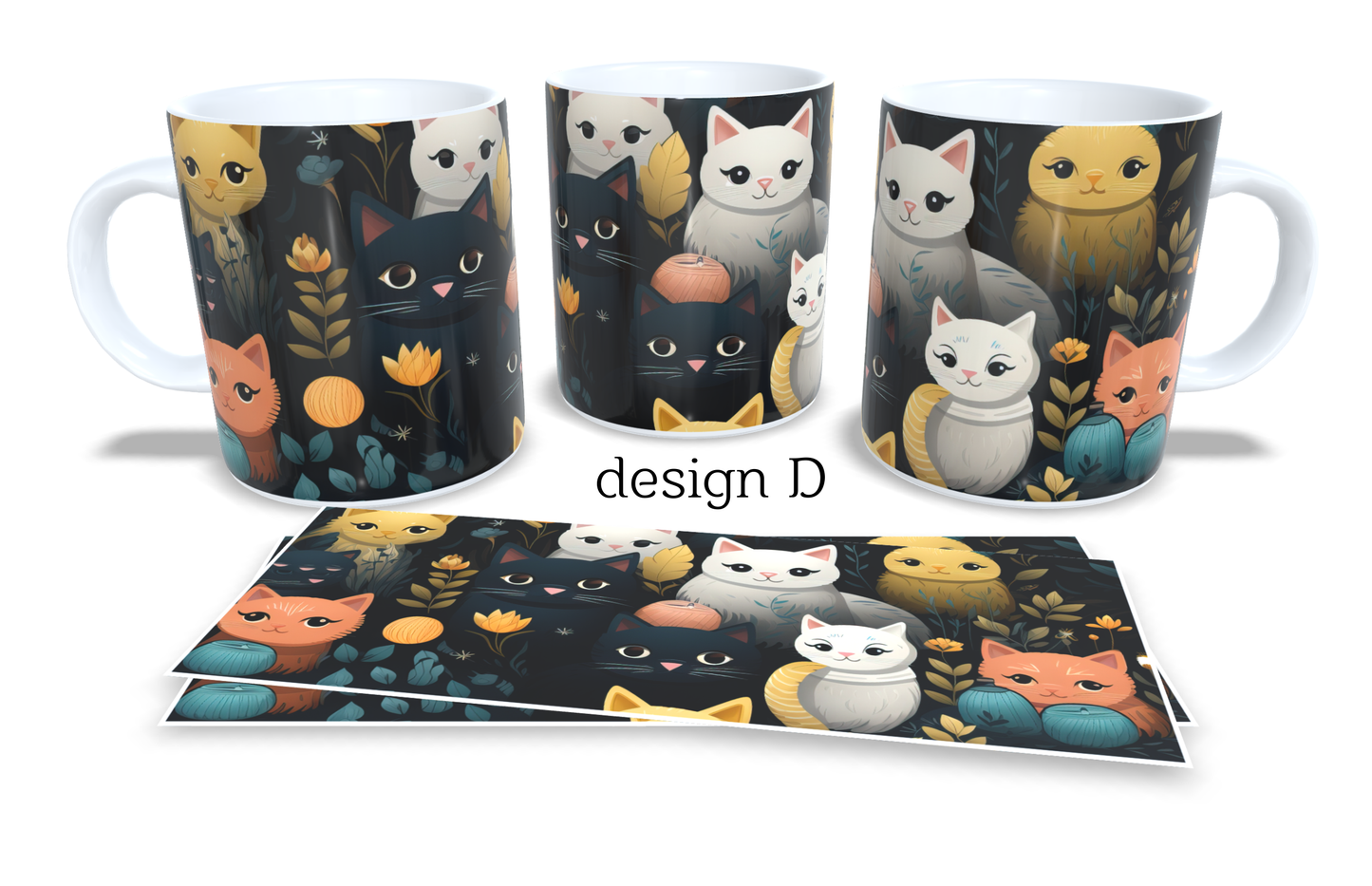 #065 Colourfull Coffee and Tea Mug. Coffee Cup. Tea Mug. Cute cats design. Full colour sublimated