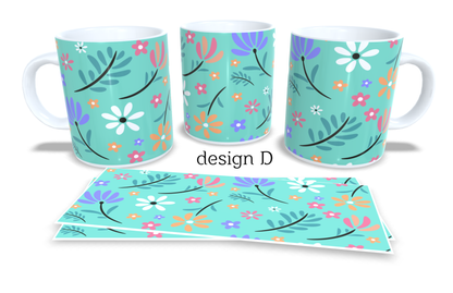 #222 Colourfull Coffee and Tea Mug. Coffee Cup. Tea Mug. Floral design. Full colour sublimated