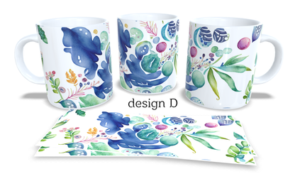 Colourfull Coffee and Tea Mug. Coffee Cup. Tea Mug. Watercolour floral design.