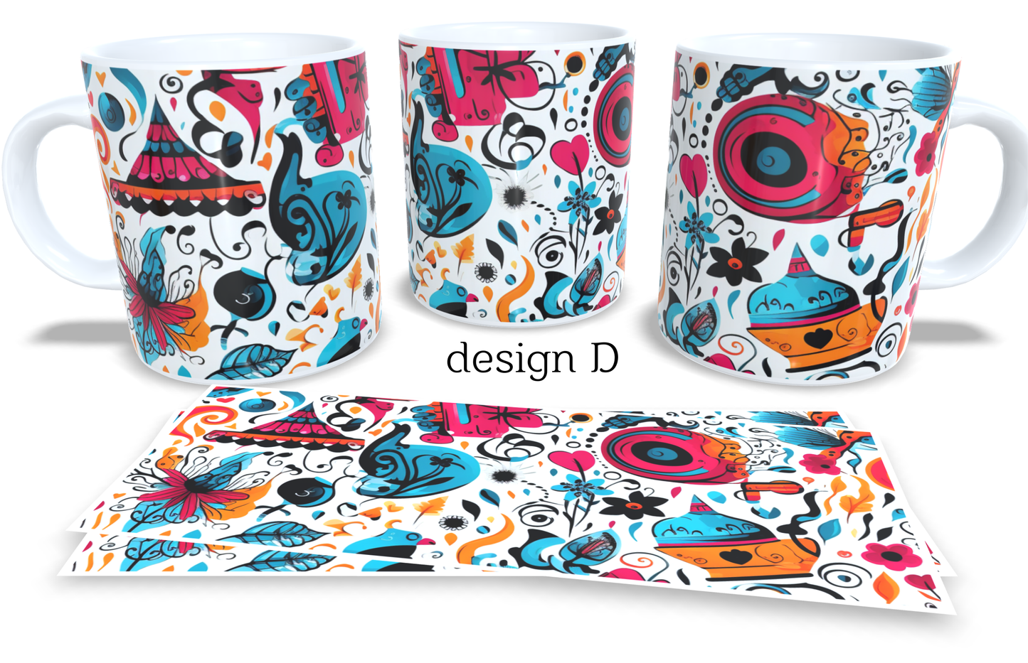 #212 Colourfull Coffee and Tea Mug. Coffee Cup. Tea Mug. Abstract design. Full colour sublimated