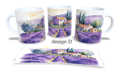 Colourfull Coffee and Tea Mug. Coffee Cup. Tea Mug. Lavander fields. Full colour sublimated #224