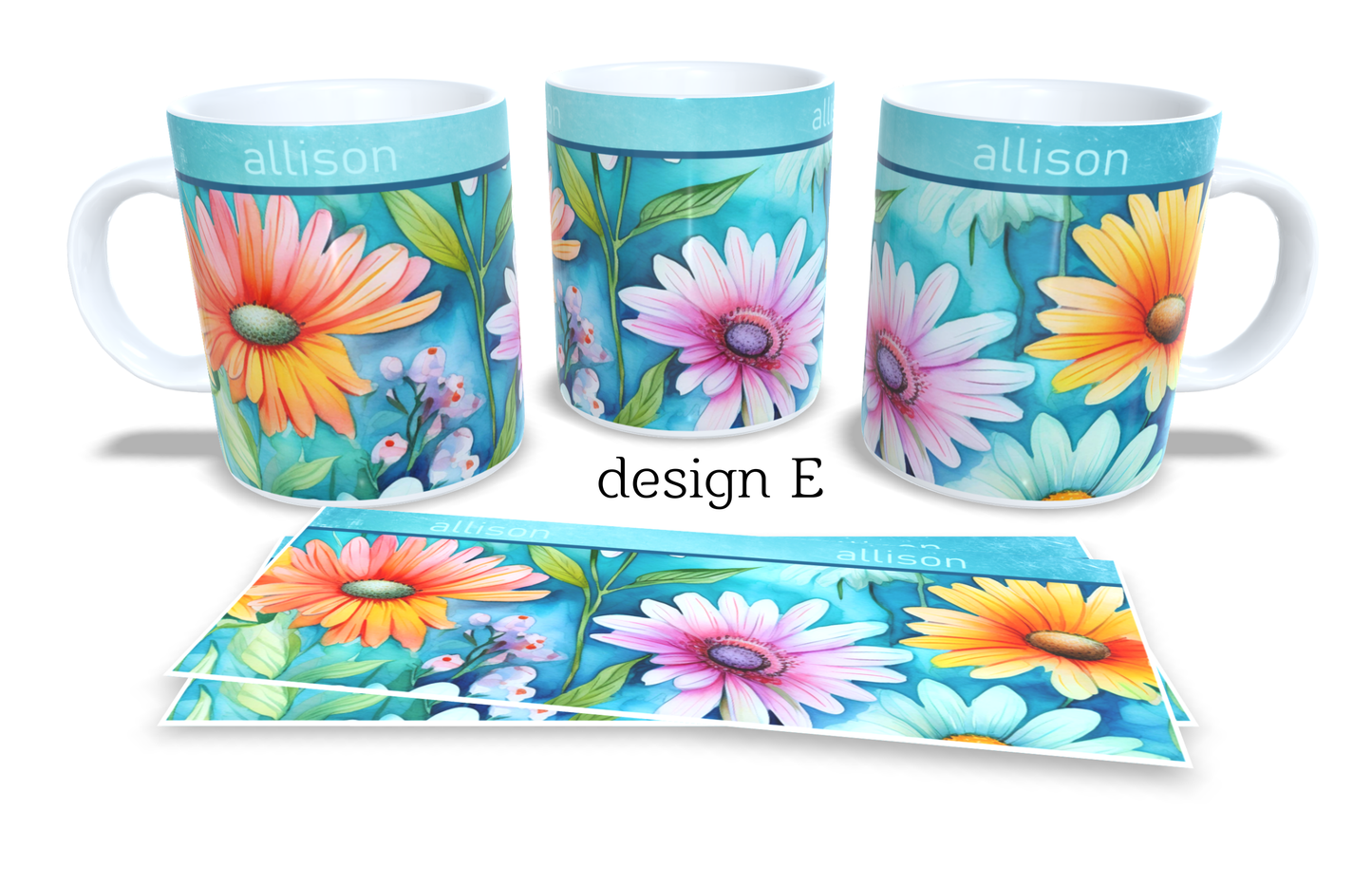 #063 Personalized Colourfull Coffee and Tea Mug. Coffee Cup. Tea Mug. Floral design. Full colour sublimated