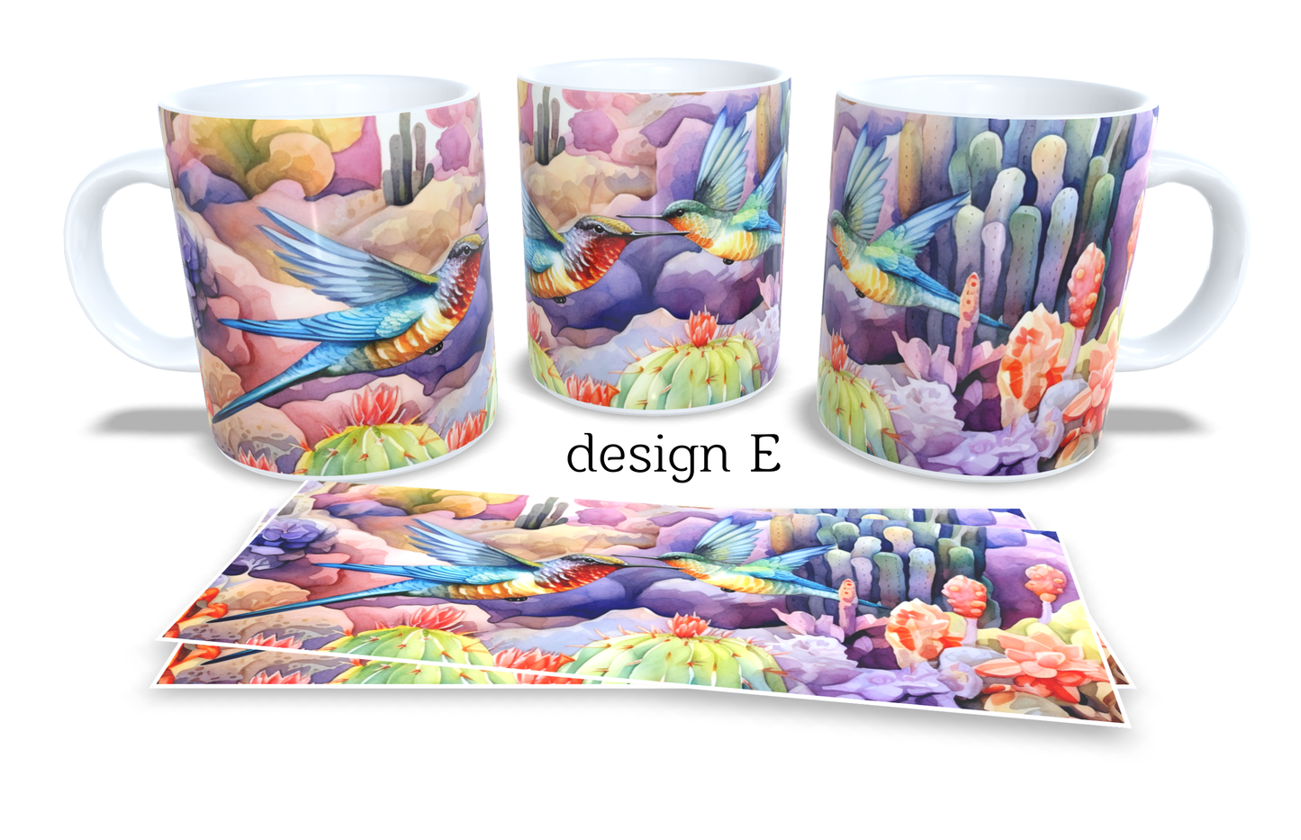 #092 Colourfull Coffee and Tea Mug. Coffee Cup. Tea Mug. Birds in floral garden. Full colour sublimated