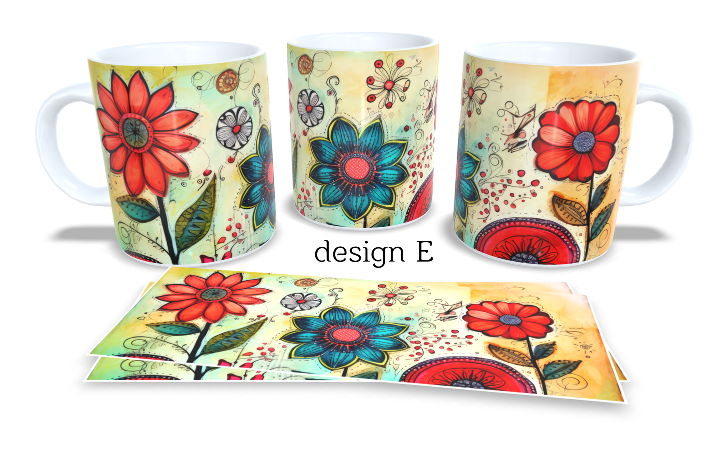 #106 Colourfull Coffee and Tea Mug. Coffee Cup. Tea Mug. Abstract floral design. Full colour sublimated