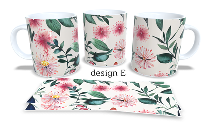 #399 Colourfull Coffee and Tea Mug. Coffee Cup. Tea Mug. Watercolour floral design. Full colour sublimated