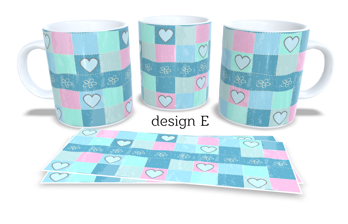 #230 Colourfull Coffee and Tea Mug. Coffee Cup. Tea Mug. Beautiful chic design with hearts. Full colour sublimated