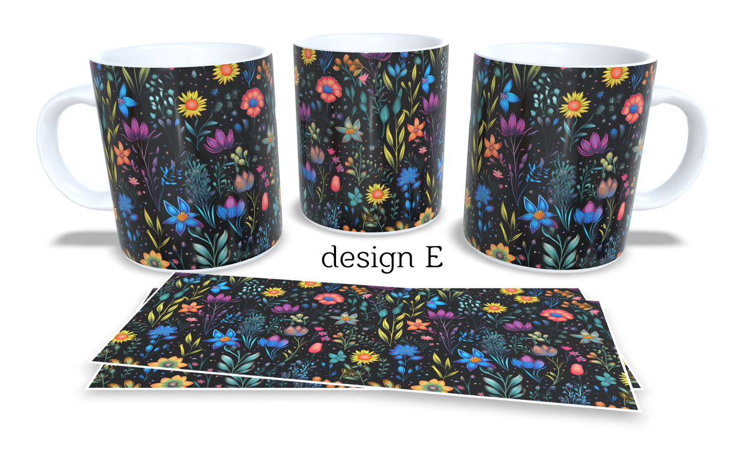 #242 Colourfull Coffee and Tea Mug. Coffee Cup. Tea Mug. Boho floral design. Full colour sublimated