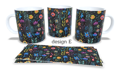 #242 Colourfull Coffee and Tea Mug. Coffee Cup. Tea Mug. Boho floral design. Full colour sublimated