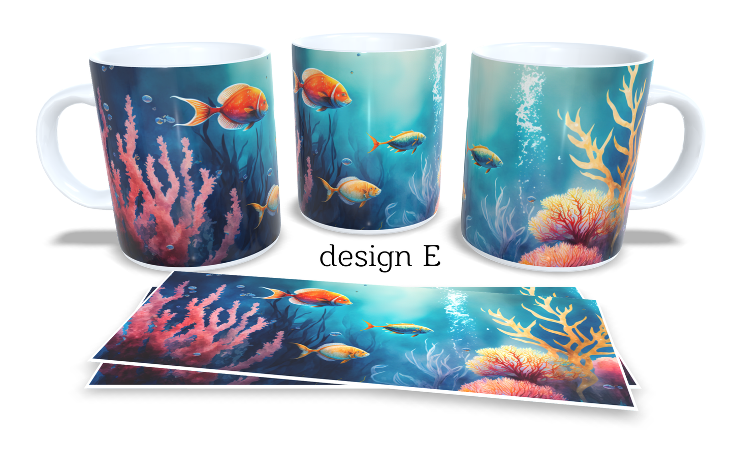 Colourfull Coffee and Tea Mug. Coffee Cup. Tea Mug. Under the sea design. Full colour sublimated #029