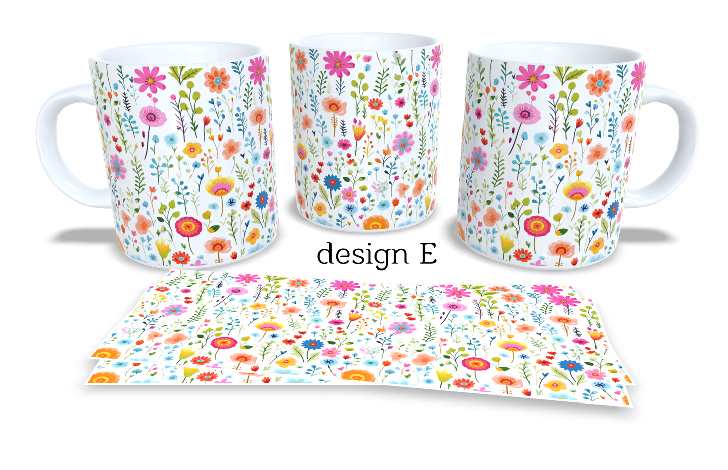 #245 Colourfull Coffee and Tea Mug. Coffee Cup. Tea Mug. Abstract floral design. Full colour sublimated