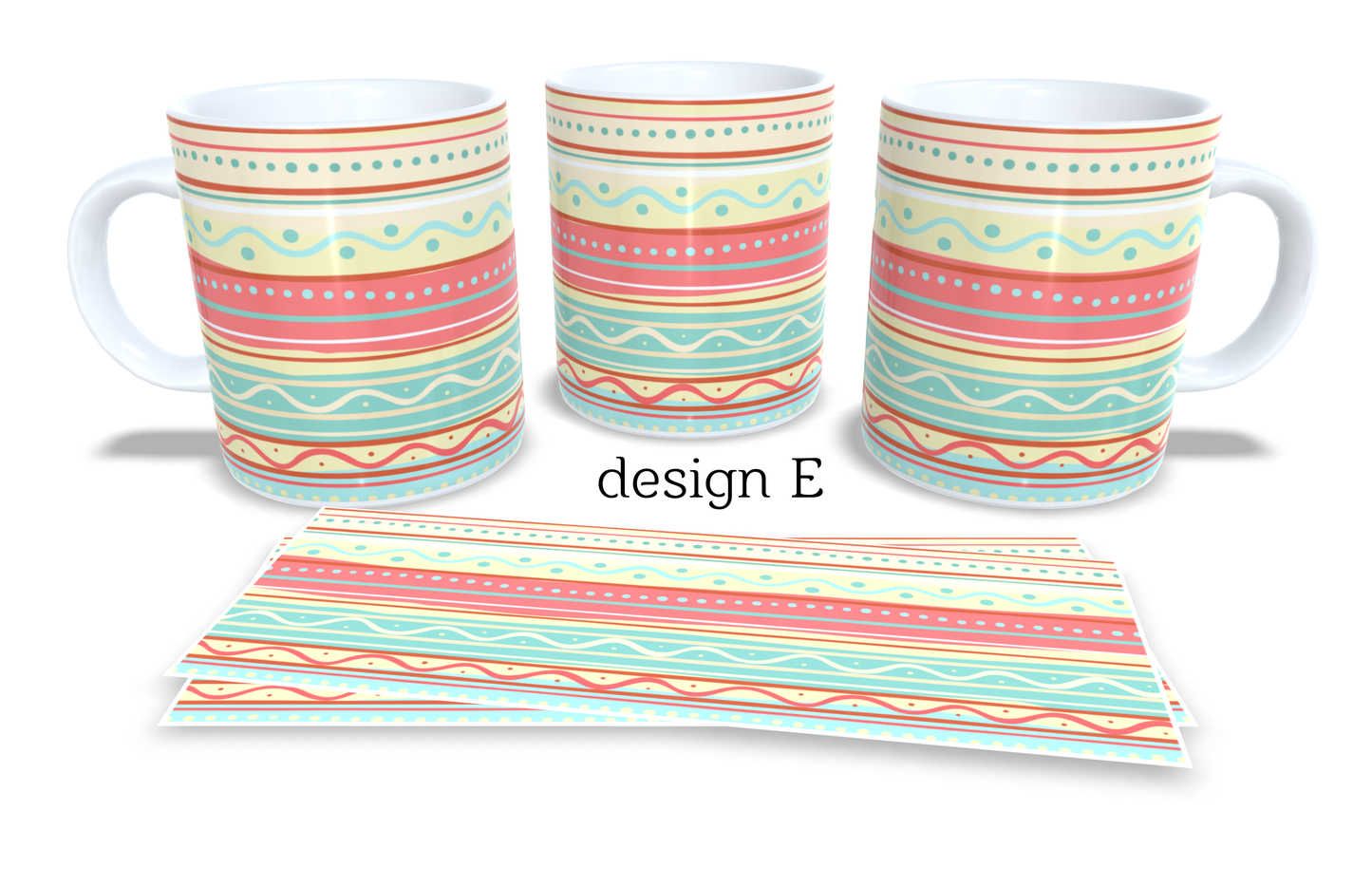 #232 Colourfull Coffee and Tea Mug. Coffee Cup. Tea Mug. Colourfull abstract shapes. Full colour sublimated