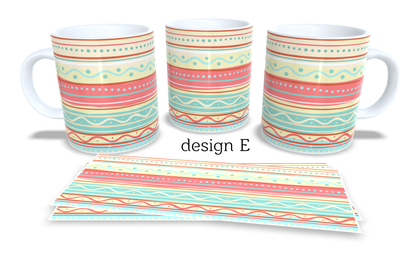 #232 Colourfull Coffee and Tea Mug. Coffee Cup. Tea Mug. Colourfull abstract shapes. Full colour sublimated