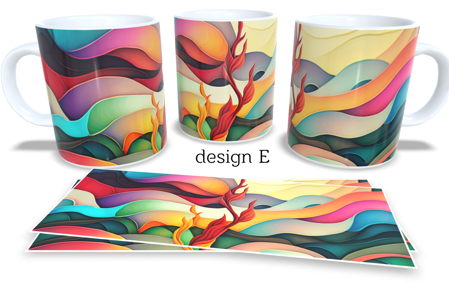 Colourfull Coffee and Tea Mug. Coffee Cup. Tea Mug. abstract 3D floral shapes. Full colour sublimated #218