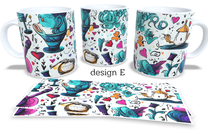 #212 Colourfull Coffee and Tea Mug. Coffee Cup. Tea Mug. Abstract design. Full colour sublimated