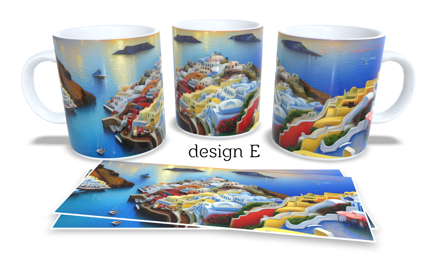 #056 Colourfull Coffee and Tea Mug. Coffee Cup. Tea Mug. Santorini Greece. Full colour sublimated