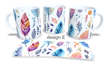 #282 Colourfull Coffee and Tea Mug. Coffee Cup. Tea Mug. Vintage boho. Full colour sublimated