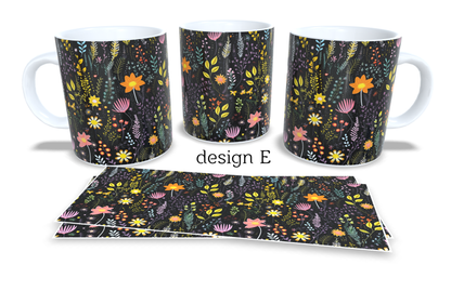 Colourfull Coffee and Tea Mug. Coffee Cup. Tea Mug. Boho floral design. Full colour sublimated #239