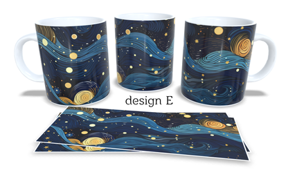 Colourfull Coffee and Tea Mug. Coffee Cup. Tea Mug. Stary night design. Full colour sublimated #048