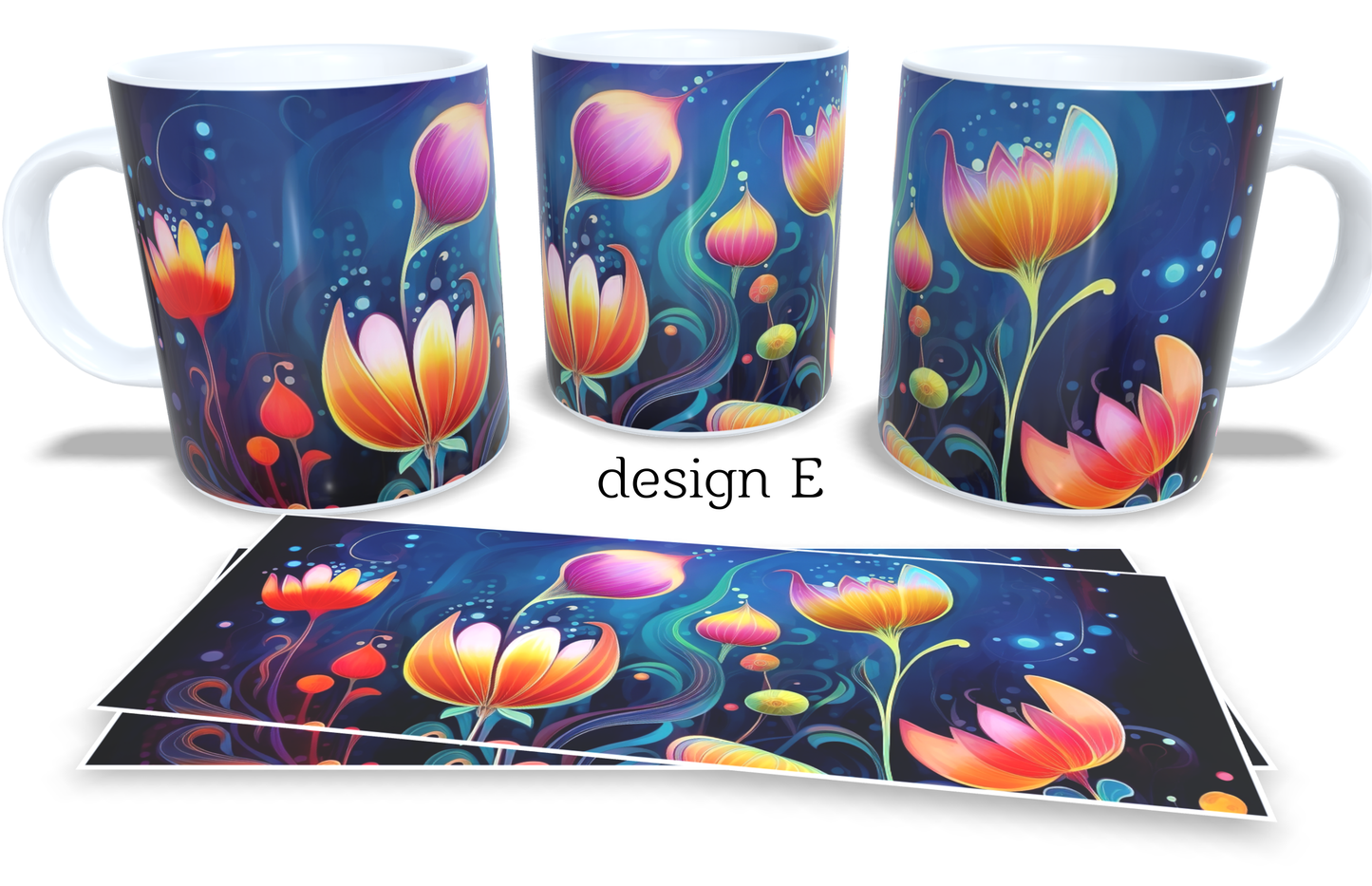 #227 Colourfull Coffee and Tea Mug. Coffee Cup. Tea Mug. Apstract floral design. Full colour sublimated