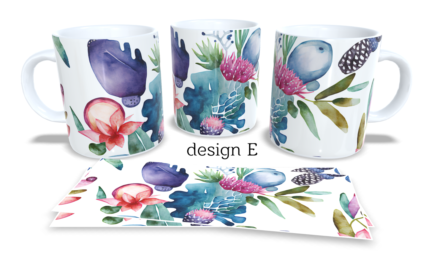 #241 Colourfull Coffee and Tea Mug. Coffee Cup. Tea Mug. abstract watercolour floral design. Full colour sublimated