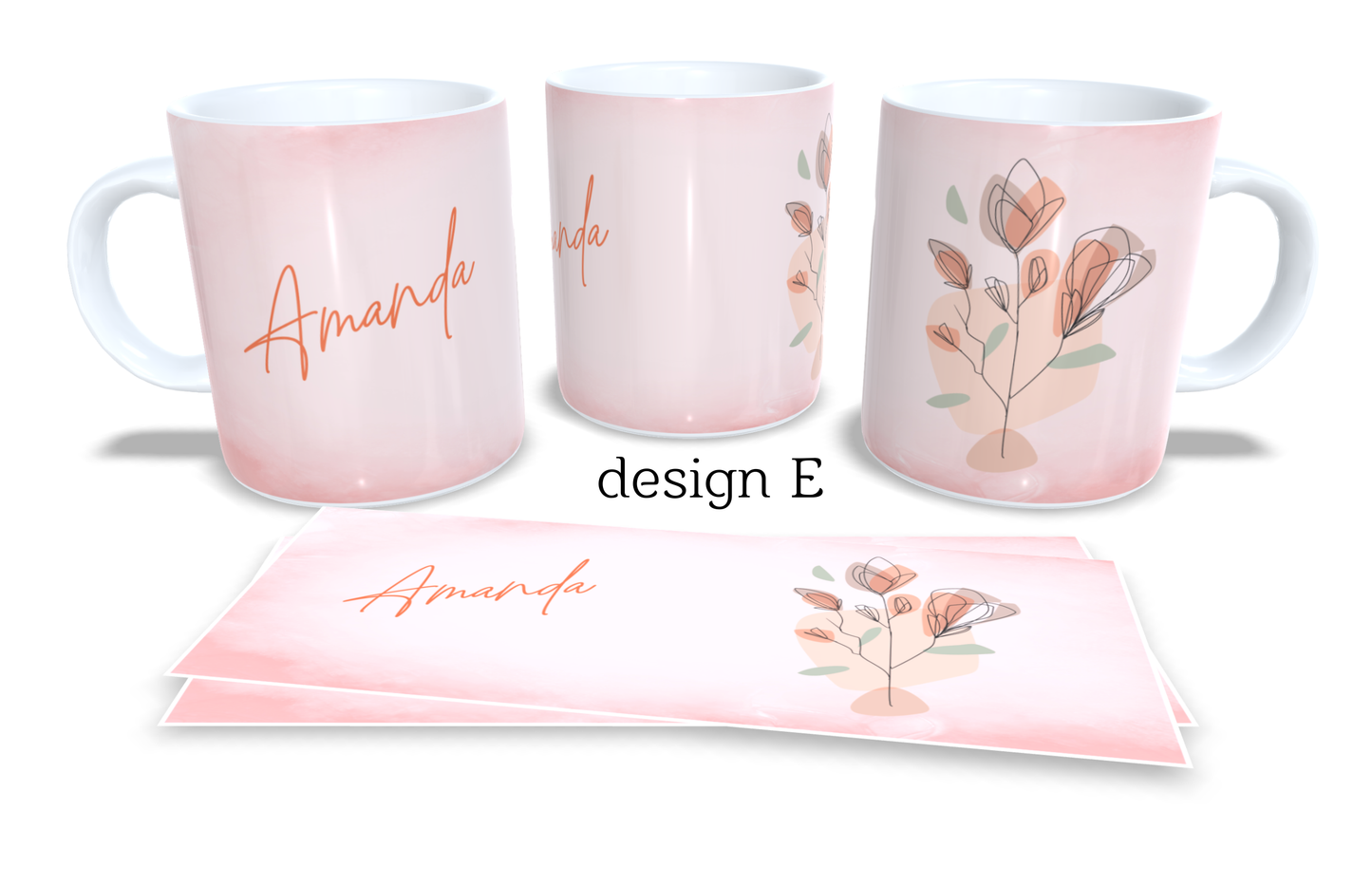 #233 Personalized Colourfull Coffee and Tea Mug. Coffee Cup. Tea Mug. Colourfull abstract floral shapes. Full colour sublimated