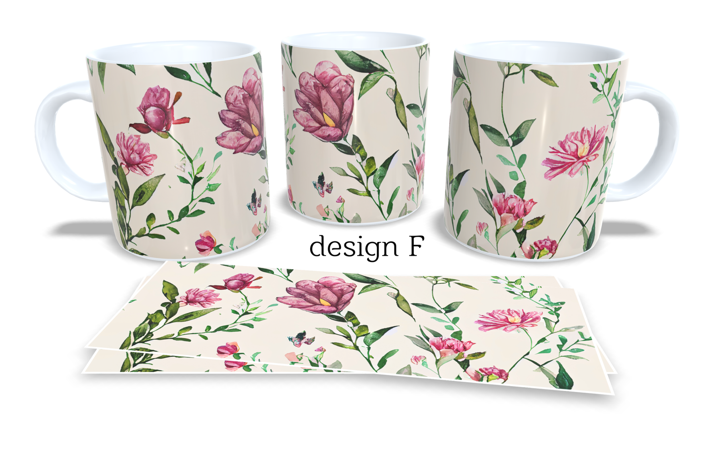 #399 Colourfull Coffee and Tea Mug. Coffee Cup. Tea Mug. Watercolour floral design. Full colour sublimated