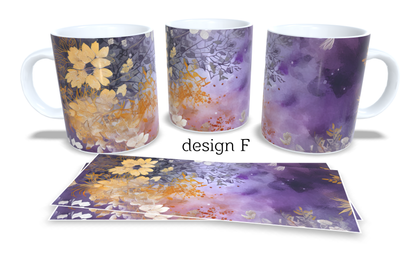 Colourfull Coffee and Tea Mug. Coffee Cup. Tea Mug. Abstract colourfull floral and lace. Full colour sublimated #272