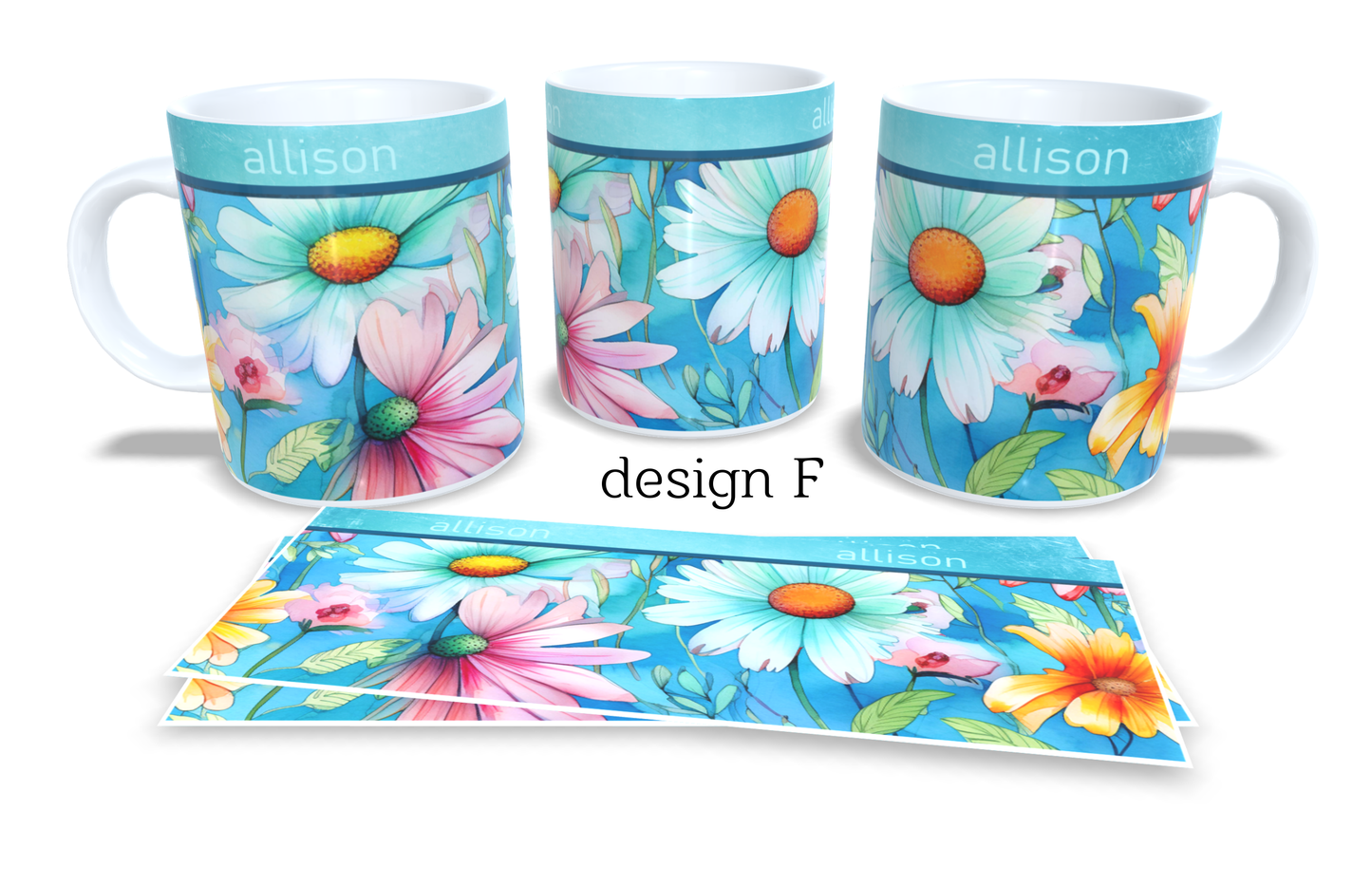 #063 Personalized Colourfull Coffee and Tea Mug. Coffee Cup. Tea Mug. Floral design. Full colour sublimated