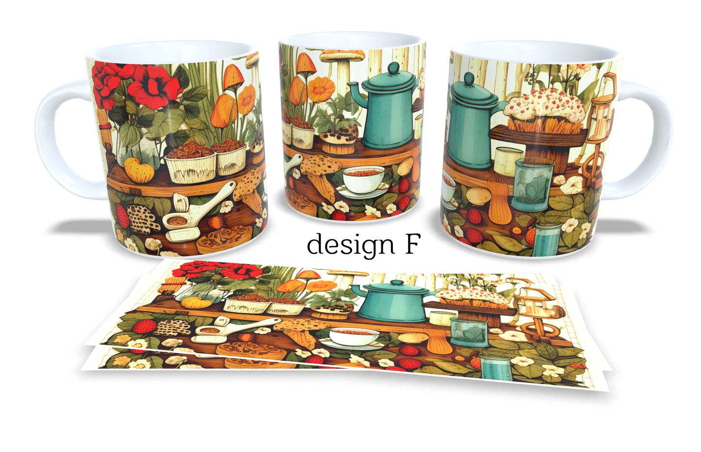 #397 Colourfull Coffee and Tea Mug. Coffee Cup. Tea Mug. Vintage kitchen table setings design. Full colour sublimated