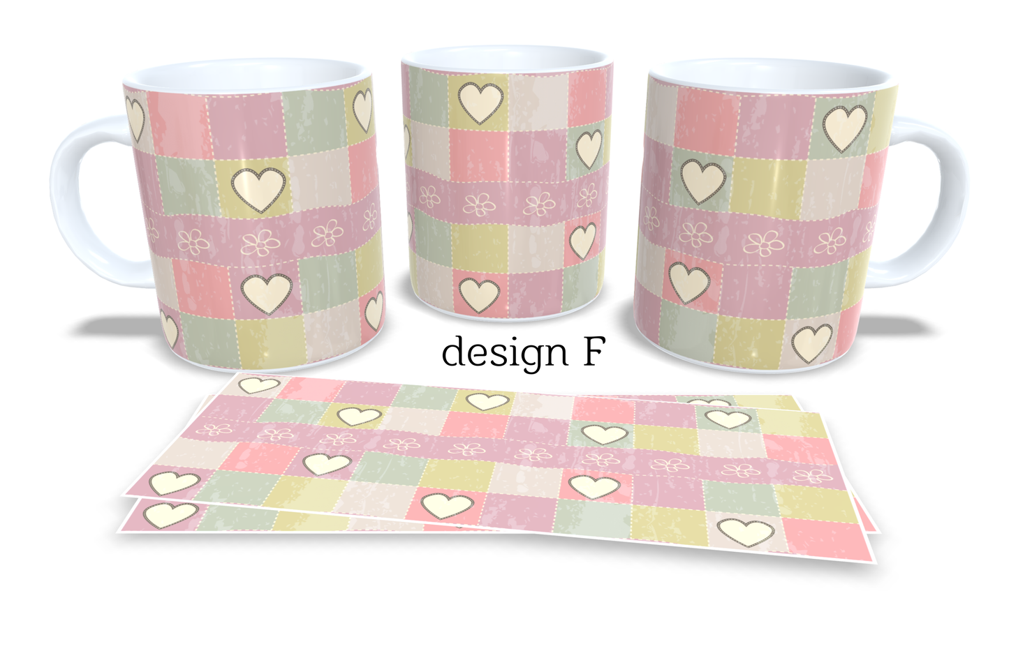 #230 Colourfull Coffee and Tea Mug. Coffee Cup. Tea Mug. Beautiful chic design with hearts. Full colour sublimated