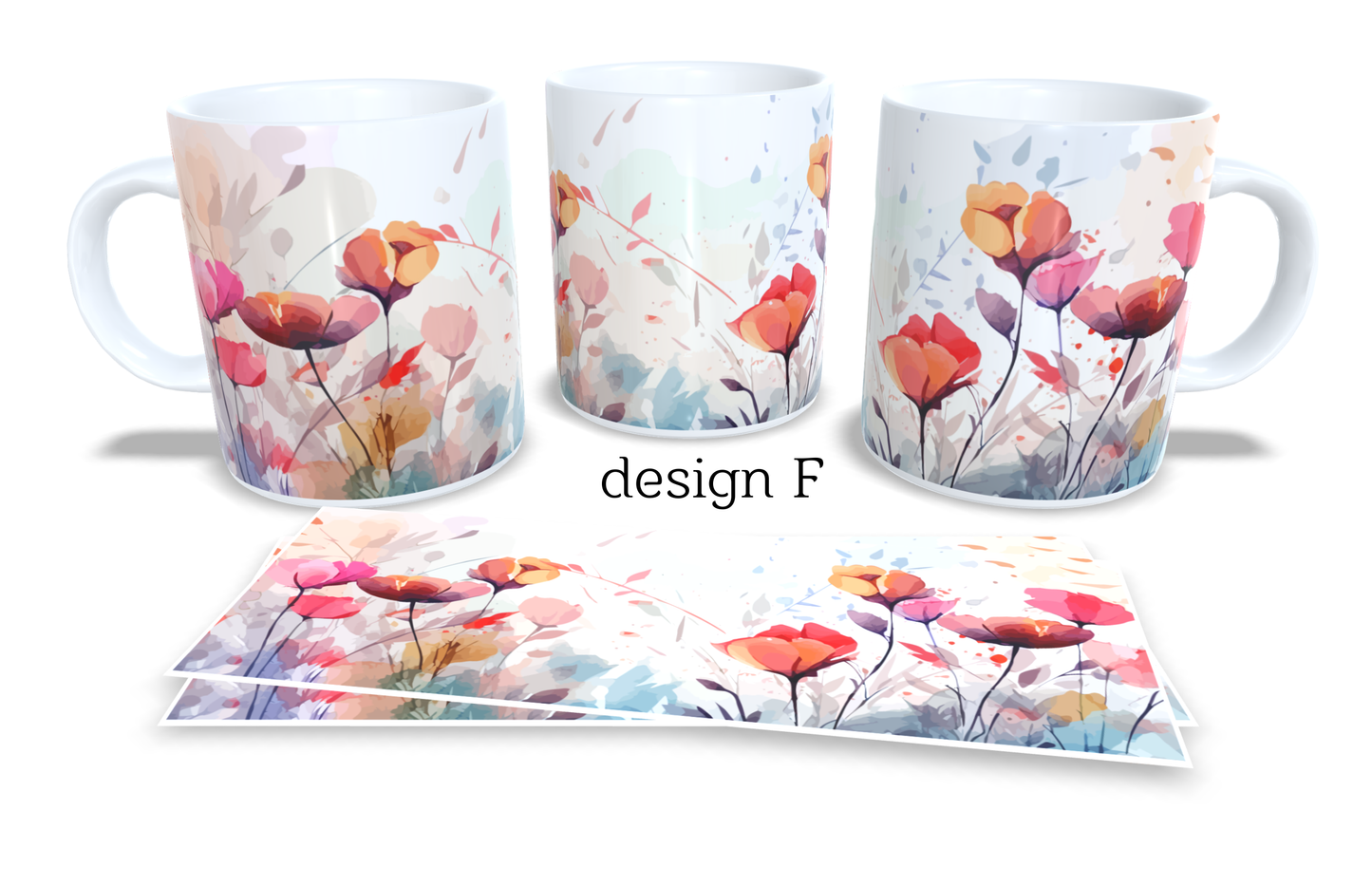 Colourfull Coffee and Tea Mug. Coffee Cup. Tea Mug. Watercolour floral design. Full colour sublimated #095