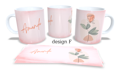 #233 Personalized Colourfull Coffee and Tea Mug. Coffee Cup. Tea Mug. Colourfull abstract floral shapes. Full colour sublimated