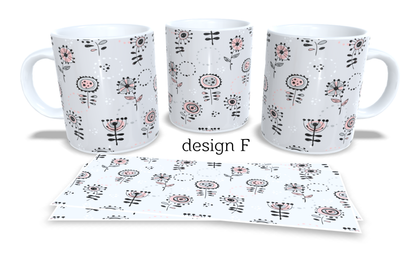 #235 Colourfull Coffee and Tea Mug. Coffee Cup. Tea Mug. Colourfull abstract floral design. Full colour sublimated