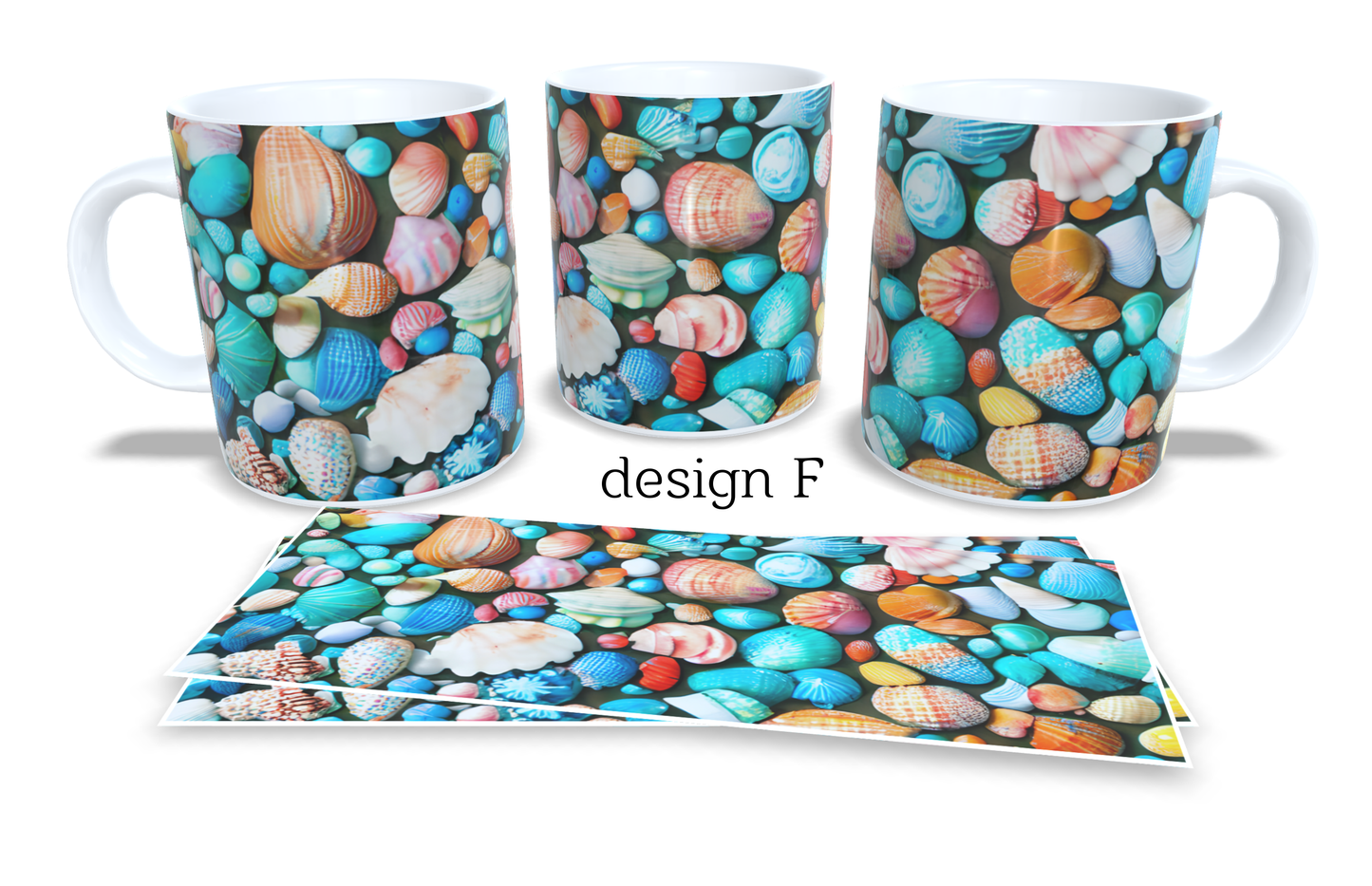 #049 Colourfull Coffee and Tea Mug. Coffee Cup. Tea Mug. Beach pebbles. Full colour sublimated