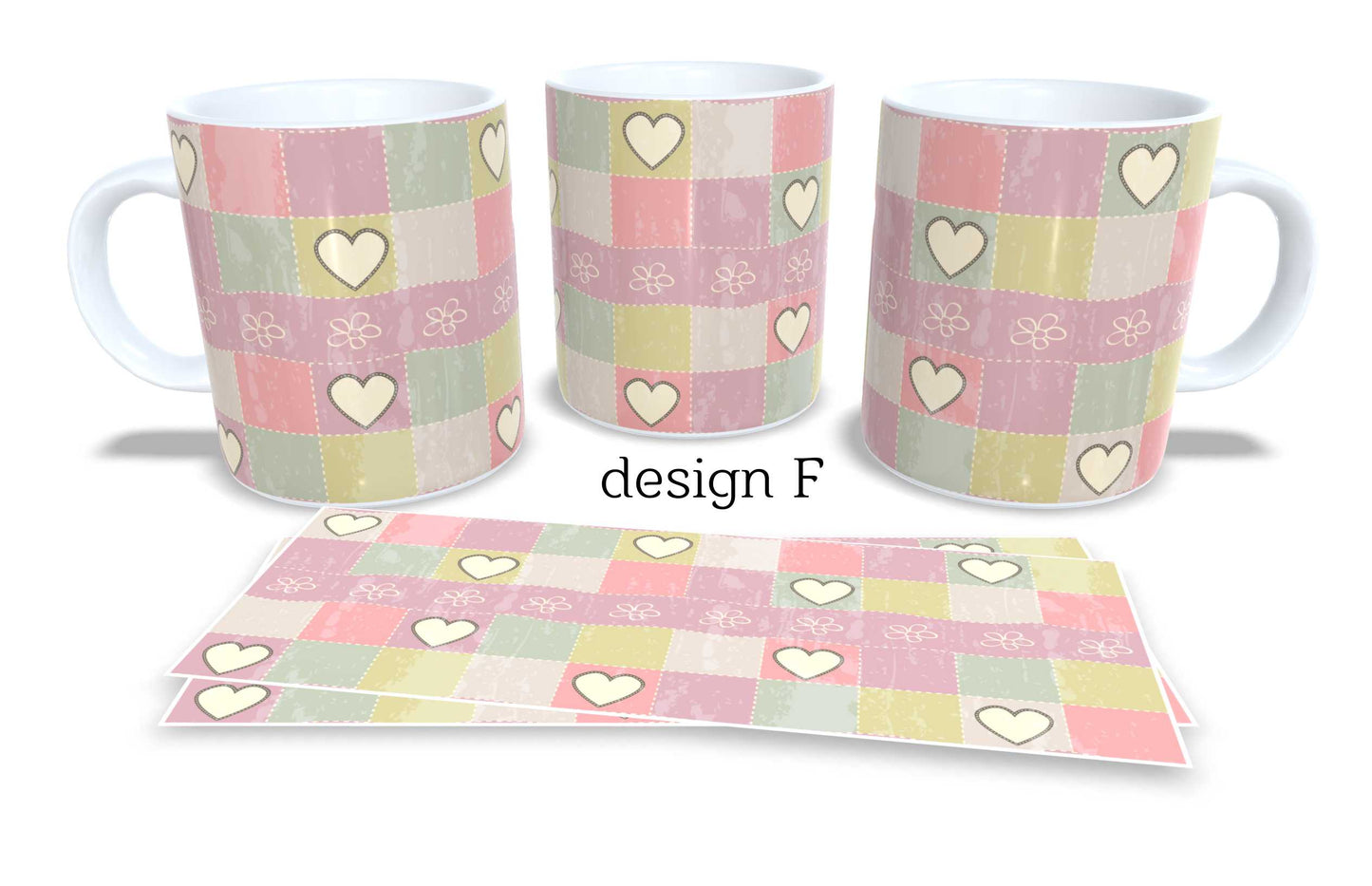 #232 - Set of 2 Coffee and Tea Mugs. Colourfull abstract shapes. Full colour sublimated