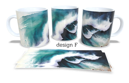 #289 Colourfull Coffee and Tea Mug. Coffee Cup. Tea Mug. Ocean waves. Full colour sublimated