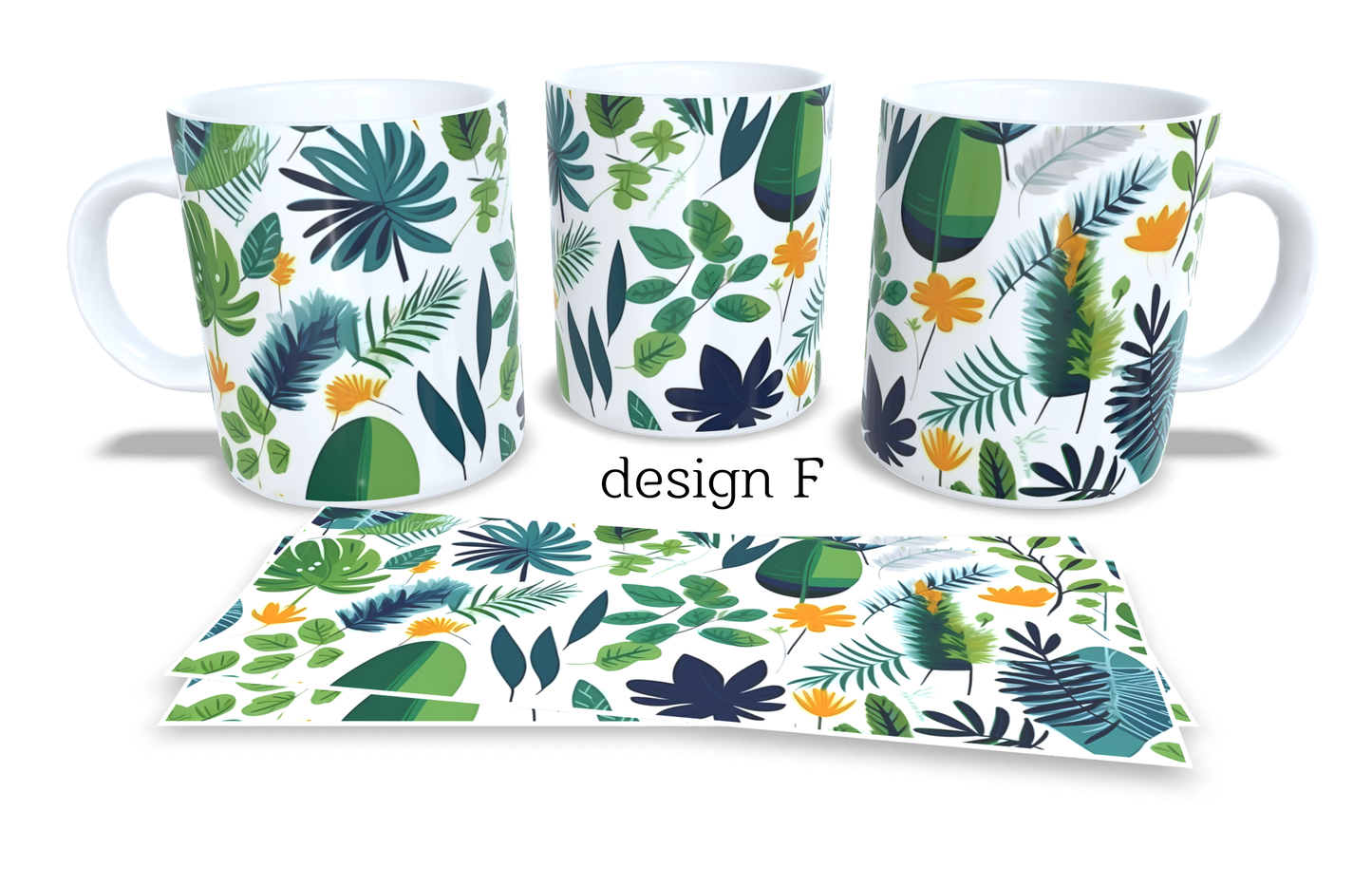 Colourfull Coffee and Tea Mug. Coffee Cup. Tea Mug. Abstract tropical leaves. Full colour sublimated #229