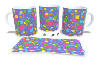 #421 Colourfull Coffee and Tea Mug. Coffee Cup. Tea Mug. Abstract design. Full colour sublimated