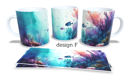 Colourfull Coffee and Tea Mug. Coffee Cup. Tea Mug. Under the sea design. Full colour sublimated #029