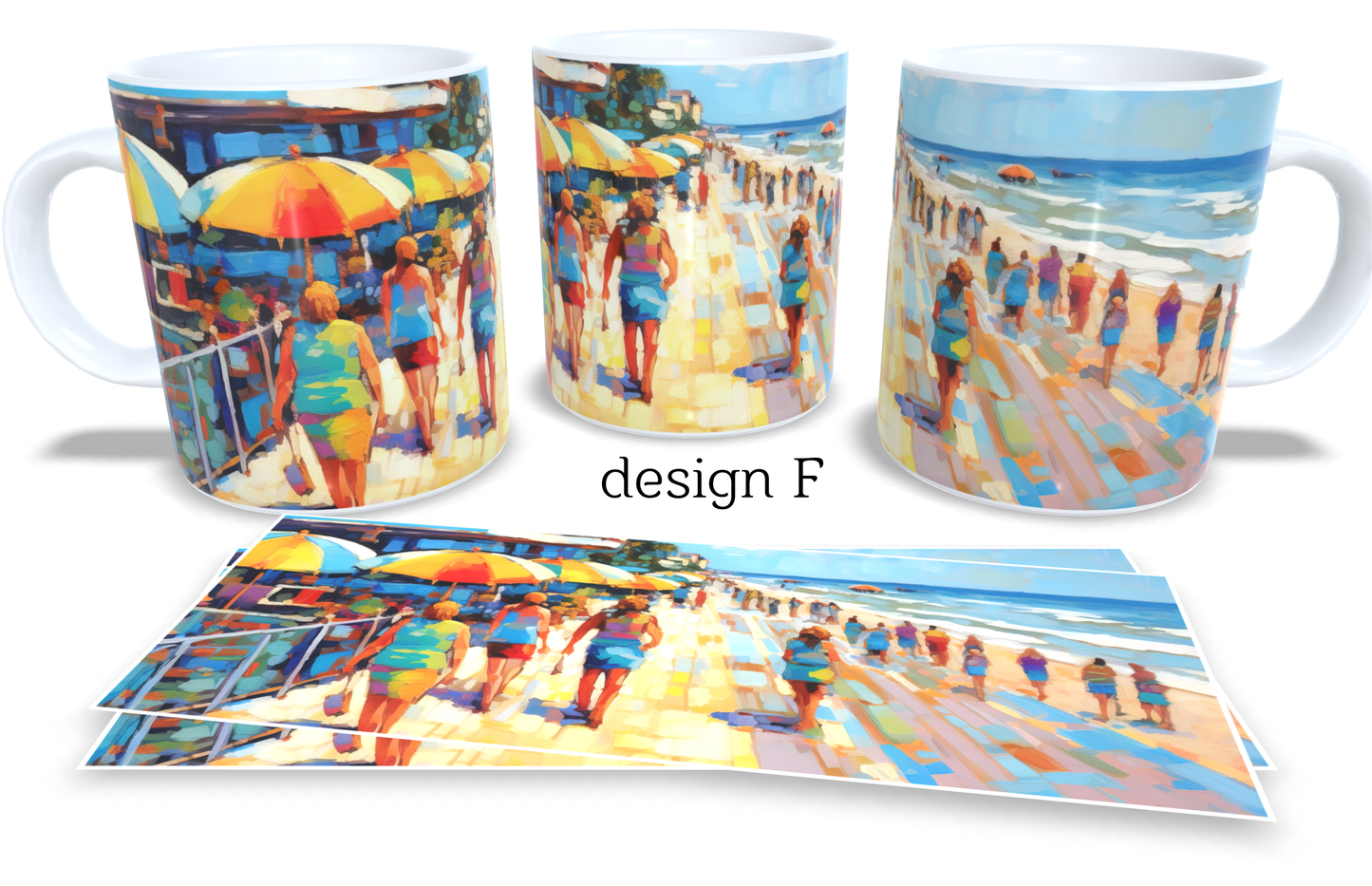 Colourfull Coffee and Tea Mug. Coffee Cup. Tea Mug. Watercolour boardwalk abstract painting. Full colour sublimated #216