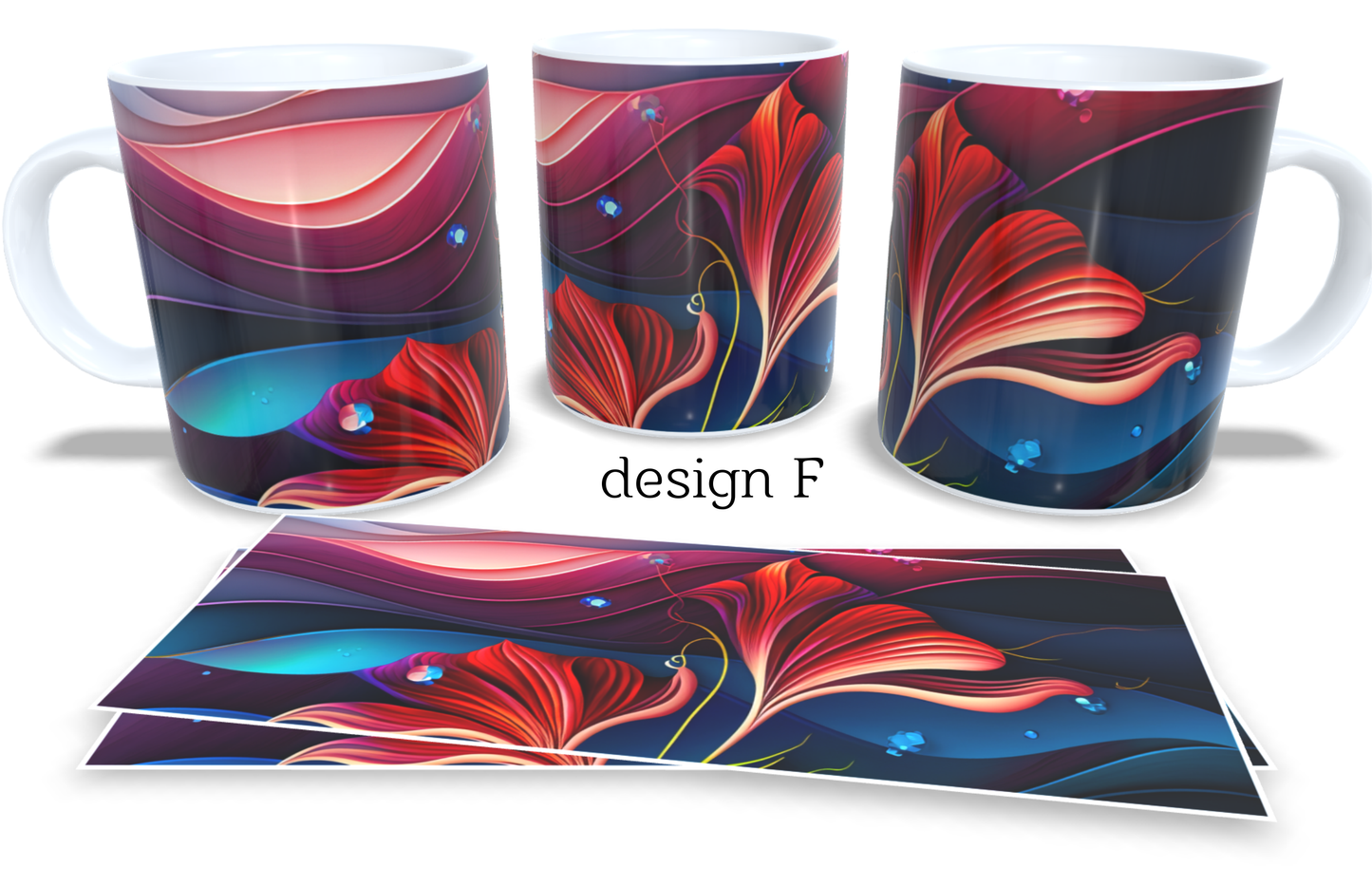 Colourfull Coffee and Tea Mug. Coffee Cup. Tea Mug. abstract 3D floral shapes. Full colour sublimated #218