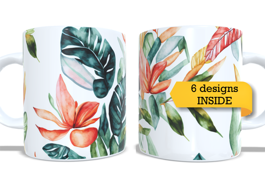 Colourfull Coffee and Tea Mug. Coffee Cup. Tea Mug. Watercolour floral design.